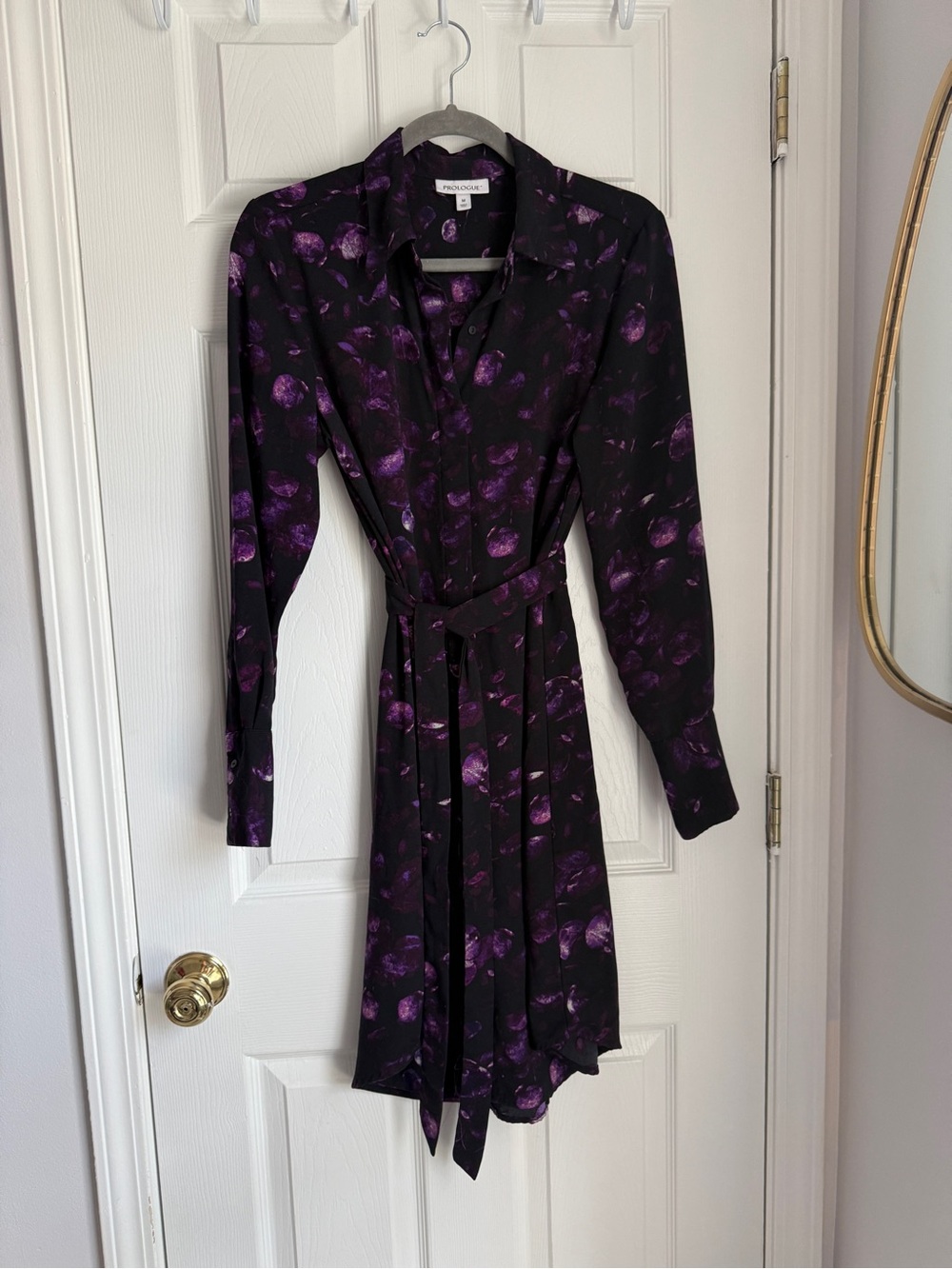 Prologue Black Purple Long Sleeve Dress with Matching Belt M